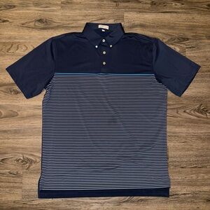 Peter Millar Summer Comfort Polo Men’s Large Navy Striped Casual Golf Walking